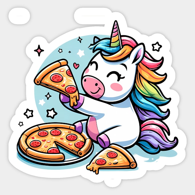 Pizza Unicorn Lover, Love Eating Pizza Sticker by logiamerch